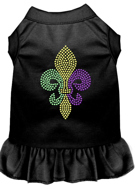 Mardi Gras Fleur De Lis Rhinestone Dress Black XS